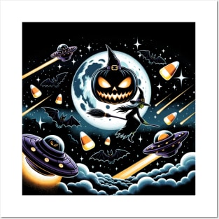 Alien UFO theme halloween Posters and Art